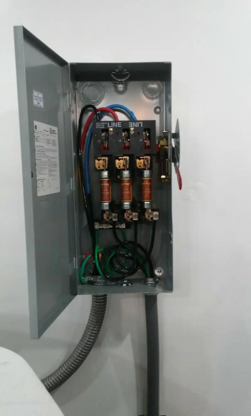 Three-phase disconnect switch installed for Electrical Wiring & Rewiring in Sugar Land